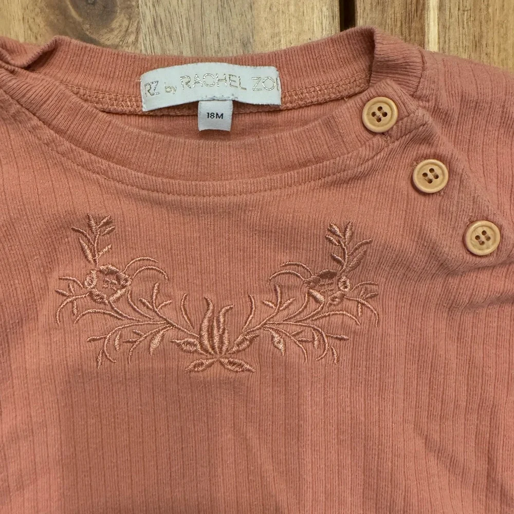 RZ by Rachel Zoe Baby Girls Ribbed Cotton Embroidered Top and Pants Set 18M Pink